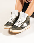 Baskets femme Semerdjian Braga C227 glitter kaki portées, vue de face – SMR23