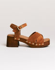 Sandales femme Semerdjian Micol cuir crosta cognac artisanal européen