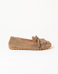 Mocassins 186 Camoscio Visone — Croûte de velours taupe, doublure cuir de veau et première cuir