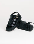 Sandales femme Semerdjian Delia cuir vitello noir vue de face