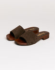 Mules femme Semerdjian Iole cuir crosta tabac vue de face