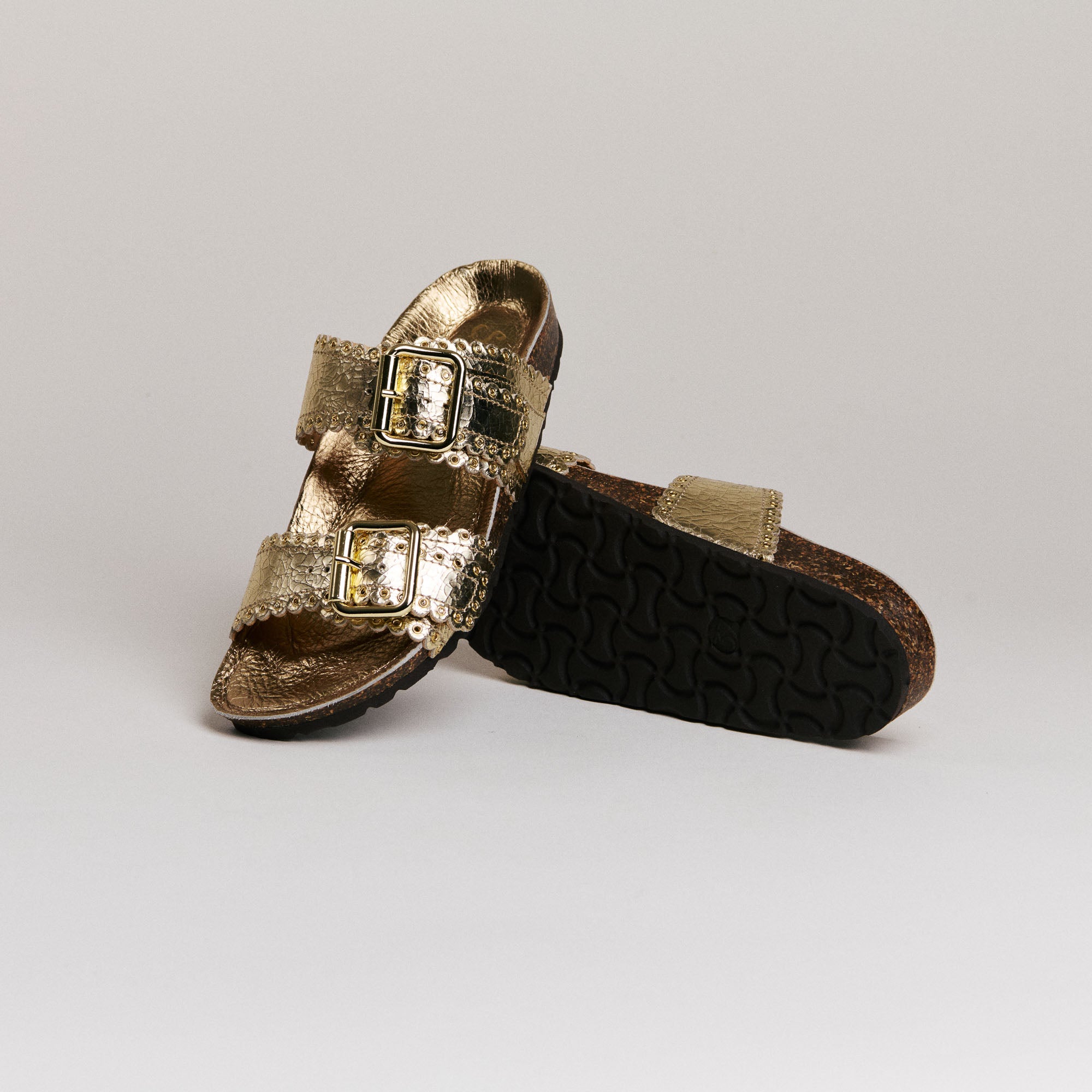 Mules femme Semerdjian Arianna cuir crack platino vue de face