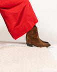 Bottines femme Semerdjian E1467E1 Crosta Tabacco portées, mannequin de profil