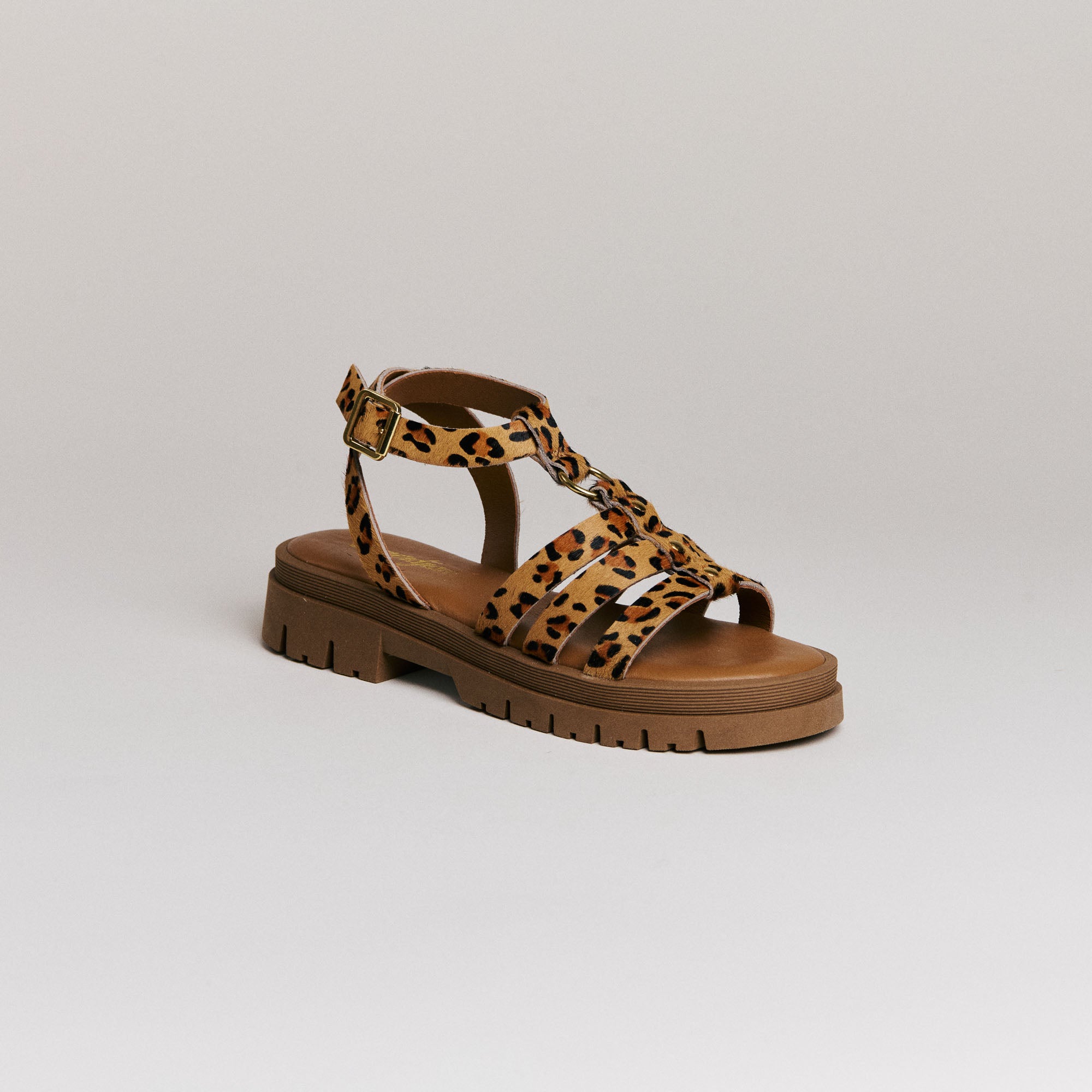 Sandales femme Semerdjian Clara cavallino léopard vue de face