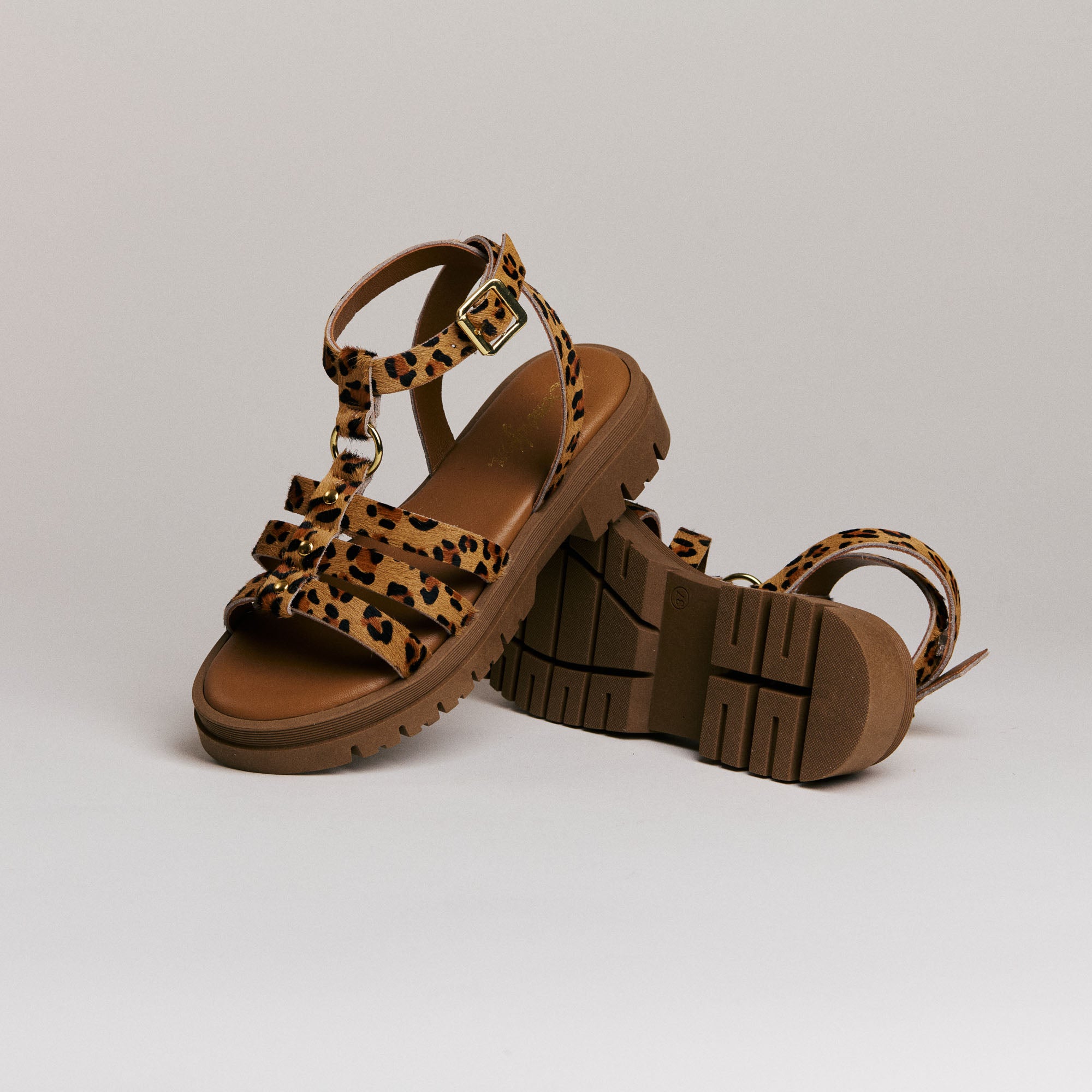 Sandales femme Semerdjian Clara cavallino léopard vue latérale