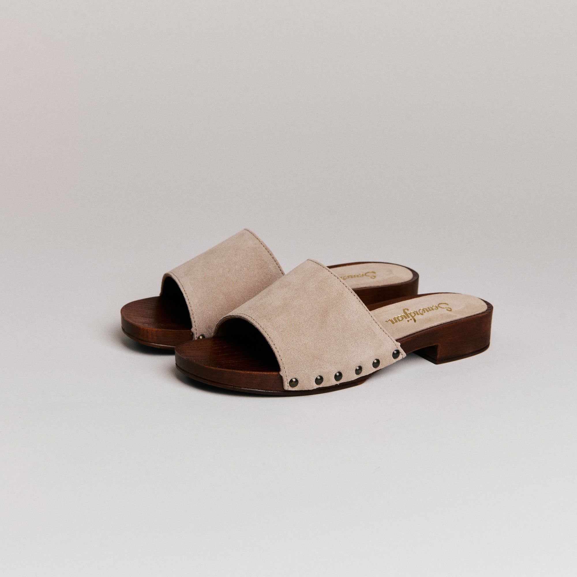 Mules femme Semerdjian Iole cuir crosta milo vue coté