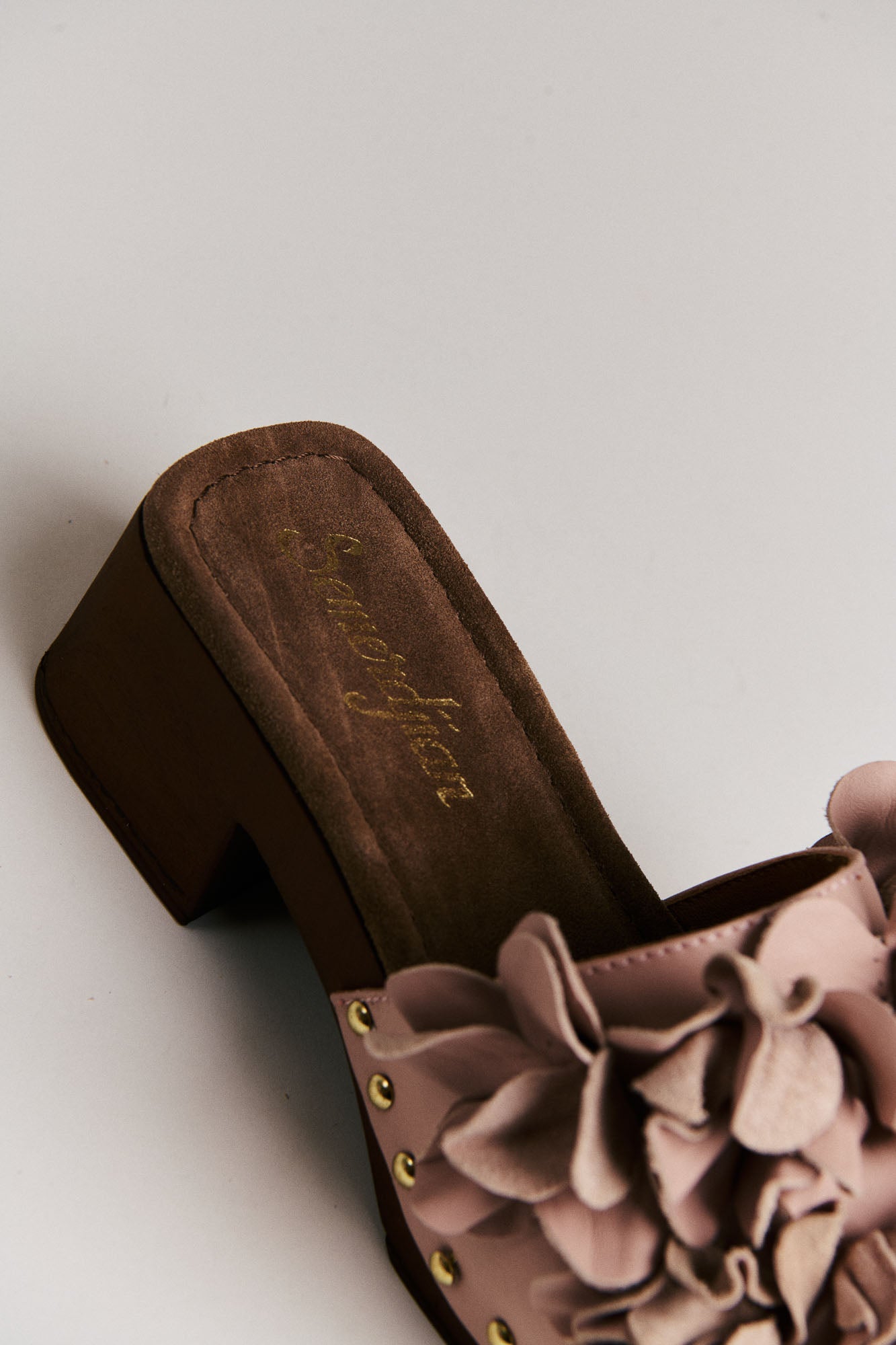 Mules femme Semerdjian Z30 Oslo cuir marron fabriqué en Europe