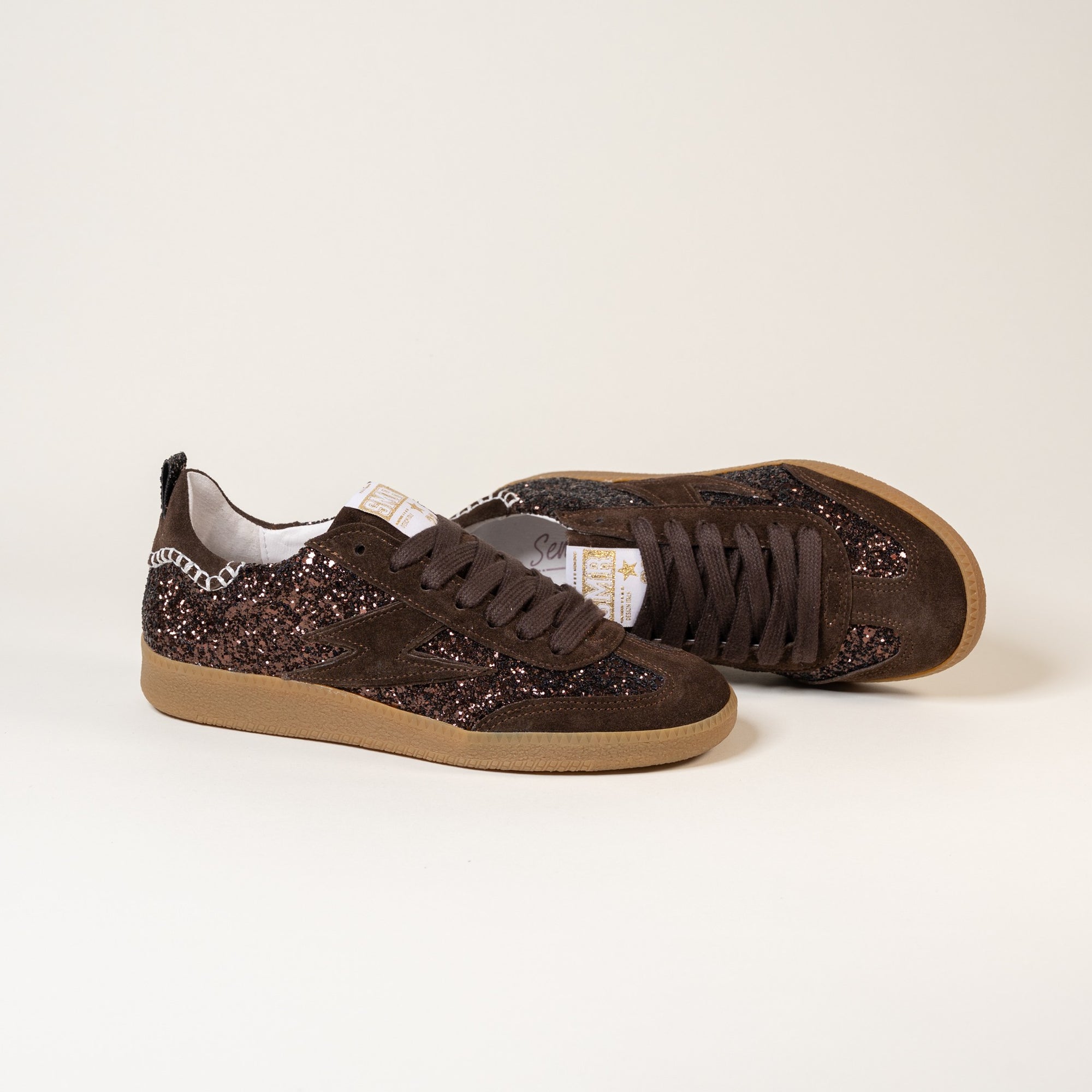 Baskets femme Semerdjian Kayla E112 lacets coton marrons – SMR23