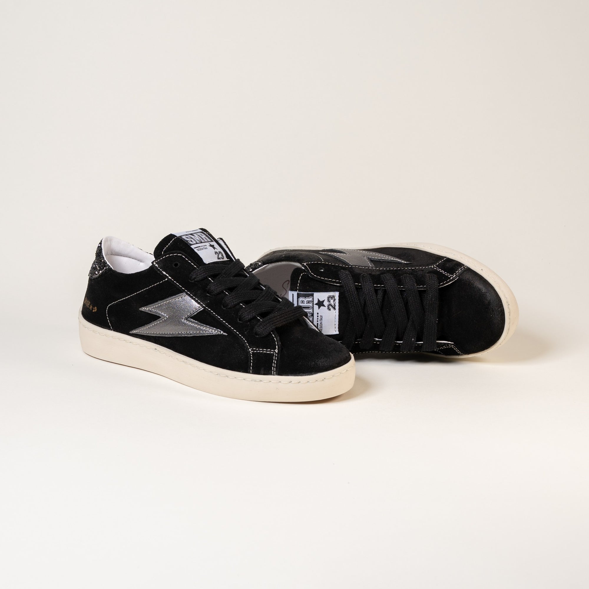 Baskets femme Semerdjian Maya E162 cuir métallisé anthracite – SMR23