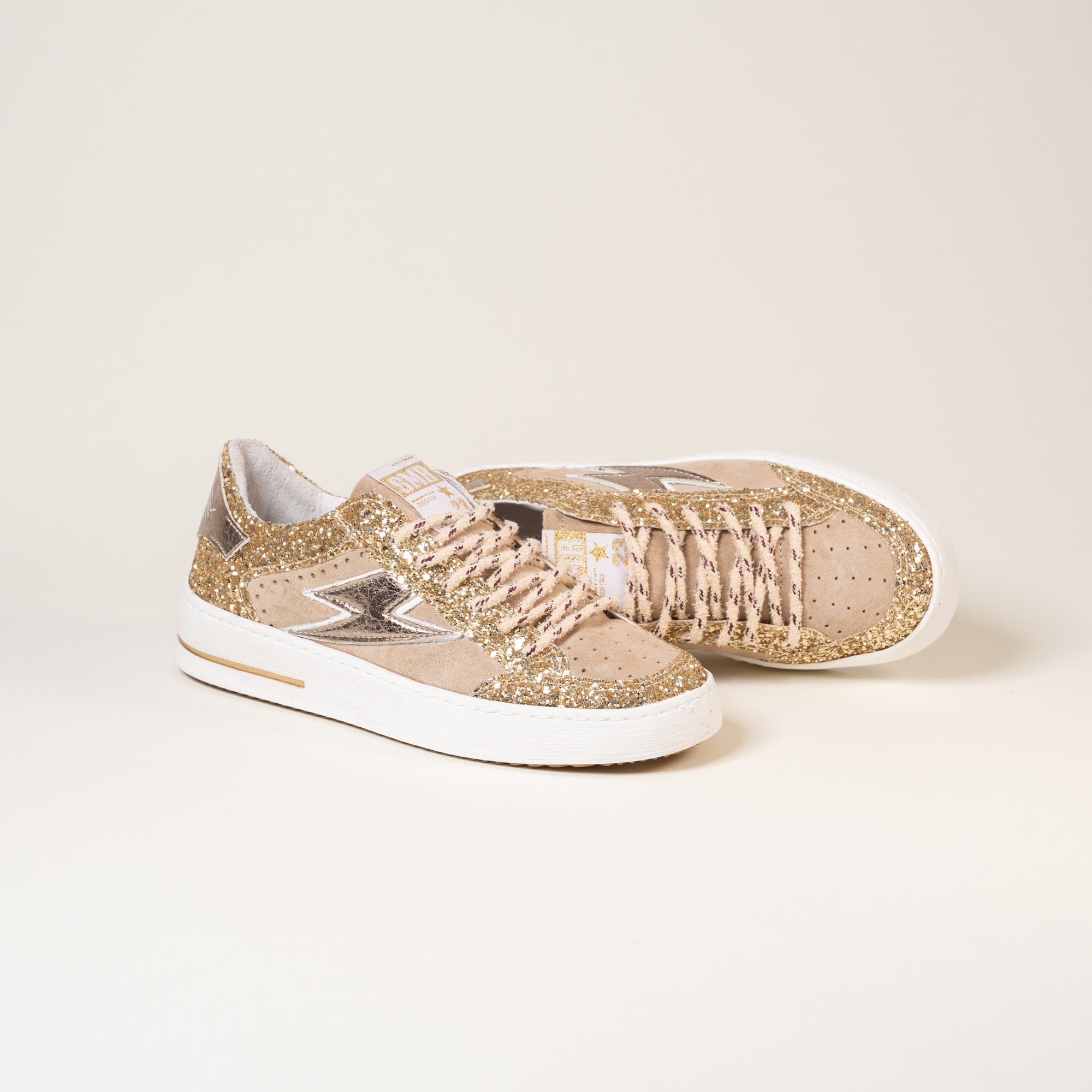 Baskets femme Semerdjian Noubar E474 éclair glitter or – SMR23