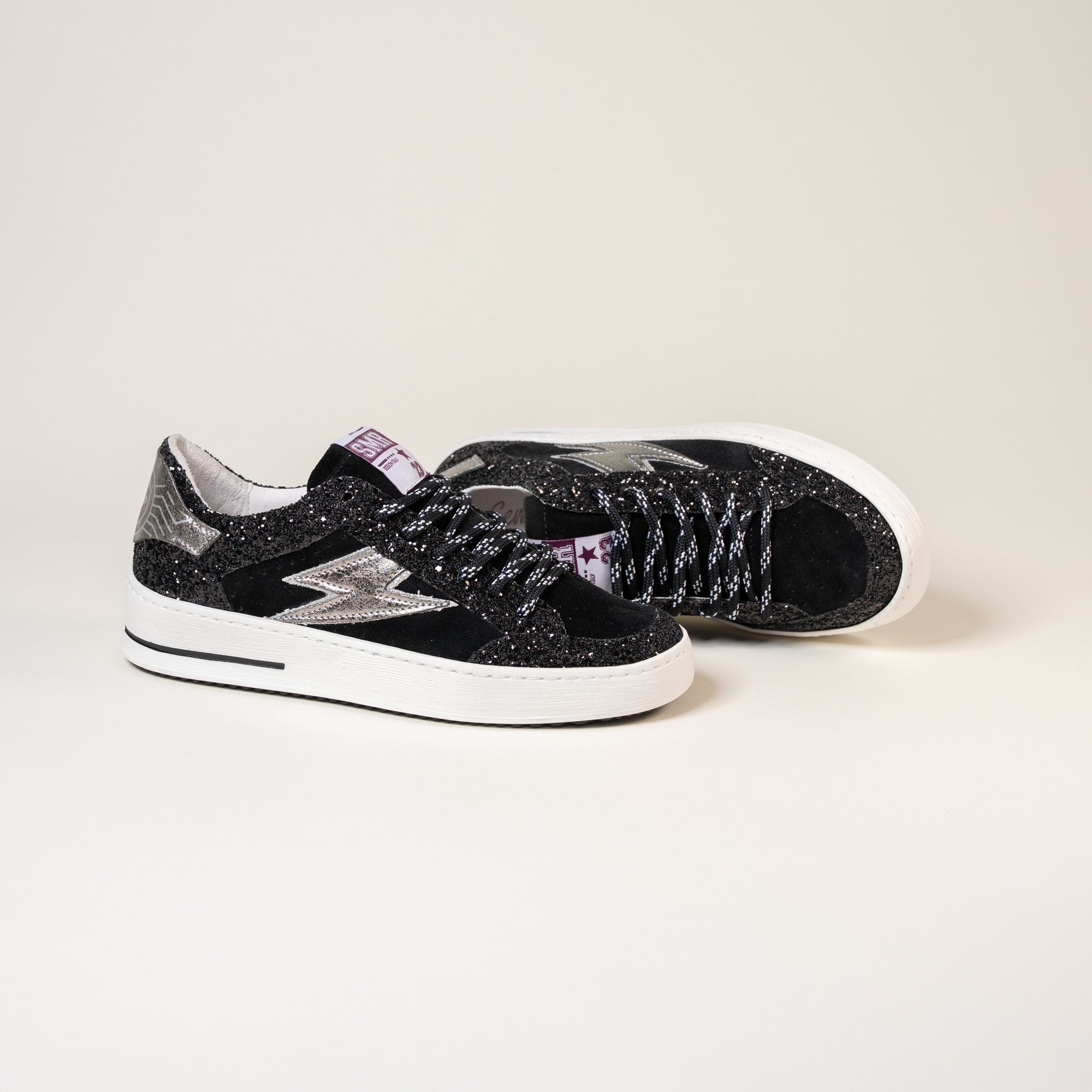 Baskets femme Semerdjian Noubar E476 cuir métallisé anthracite – SMR23