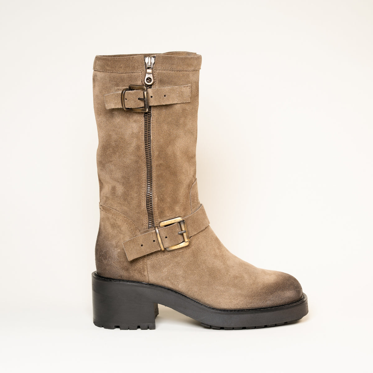 Biker femme Semerdjian E1468E1 Crosta Sesamo cuir beige patiné