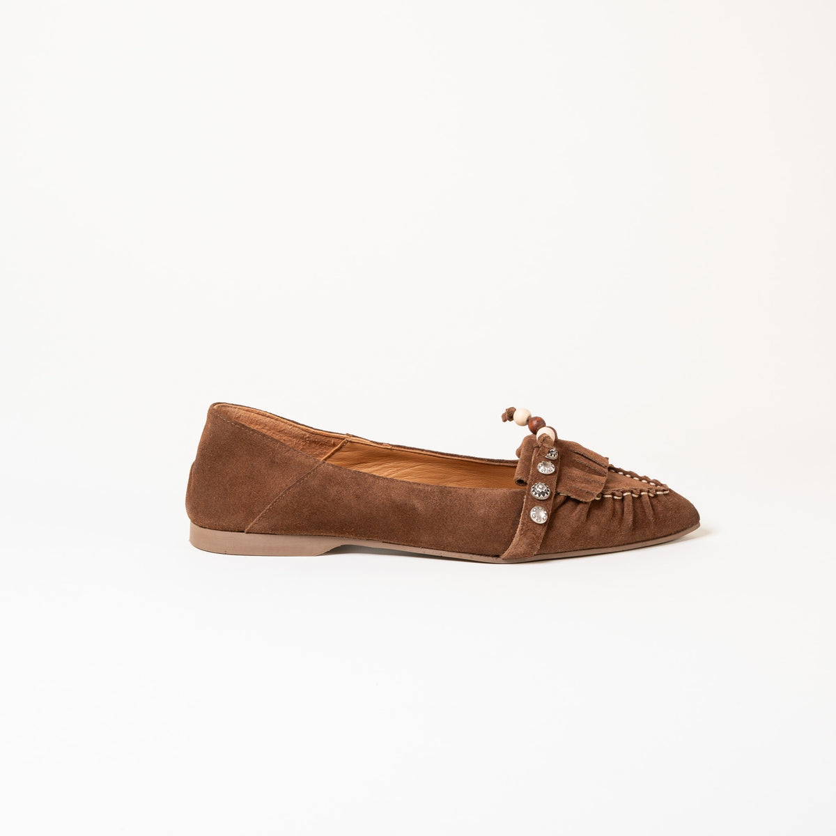Mocassins VOGUE 01 Camoscio Tabacco — Croûte de velours cognac, doublure cuir de veau et première cuir