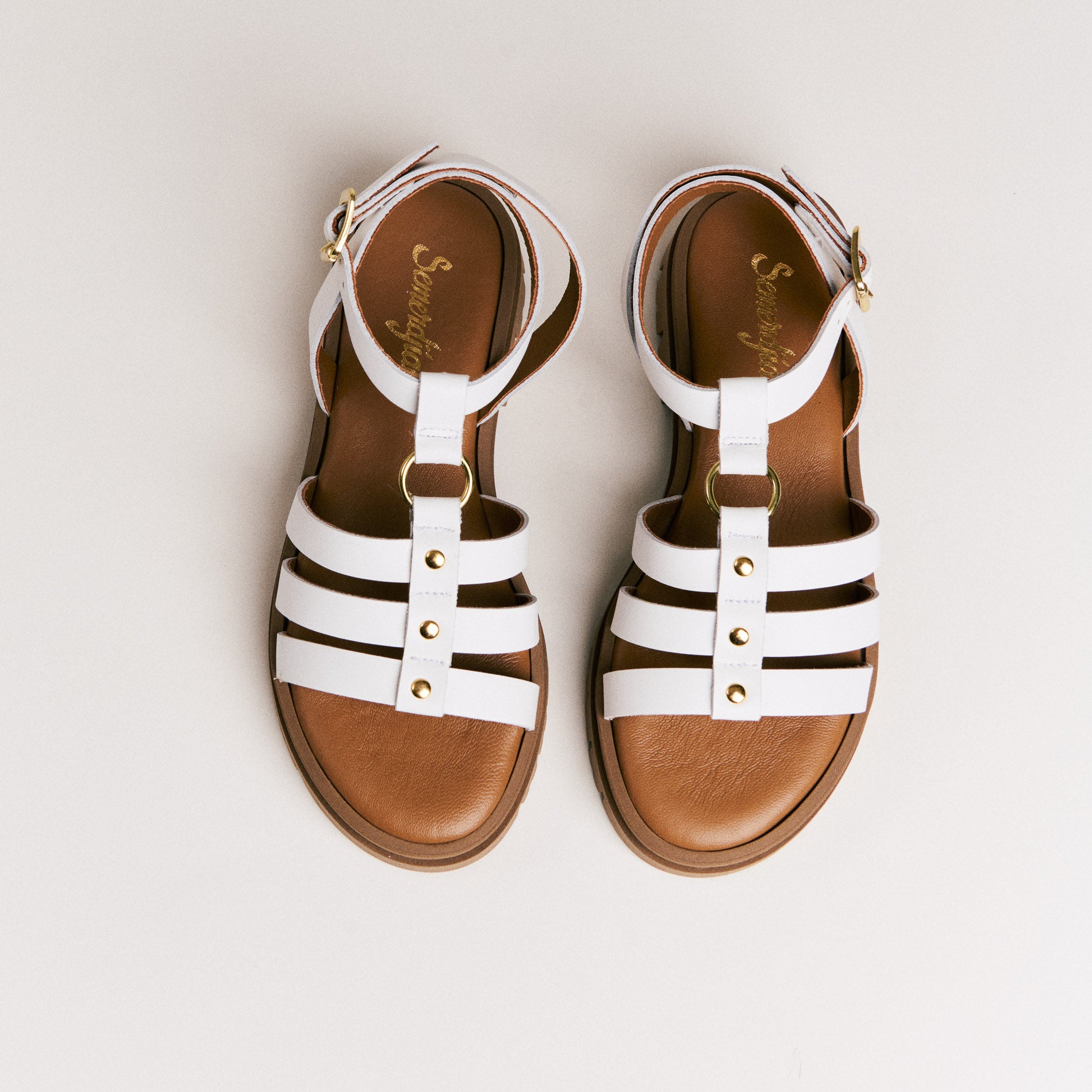Sandales femme Semerdjian Clara cuir vitello blanc artisanal européen