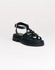 Sandales femme Semerdjian Clara cuir vitello noir vue de face