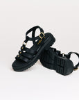Sandales femme Semerdjian Clara cuir vitello noir vue latérale