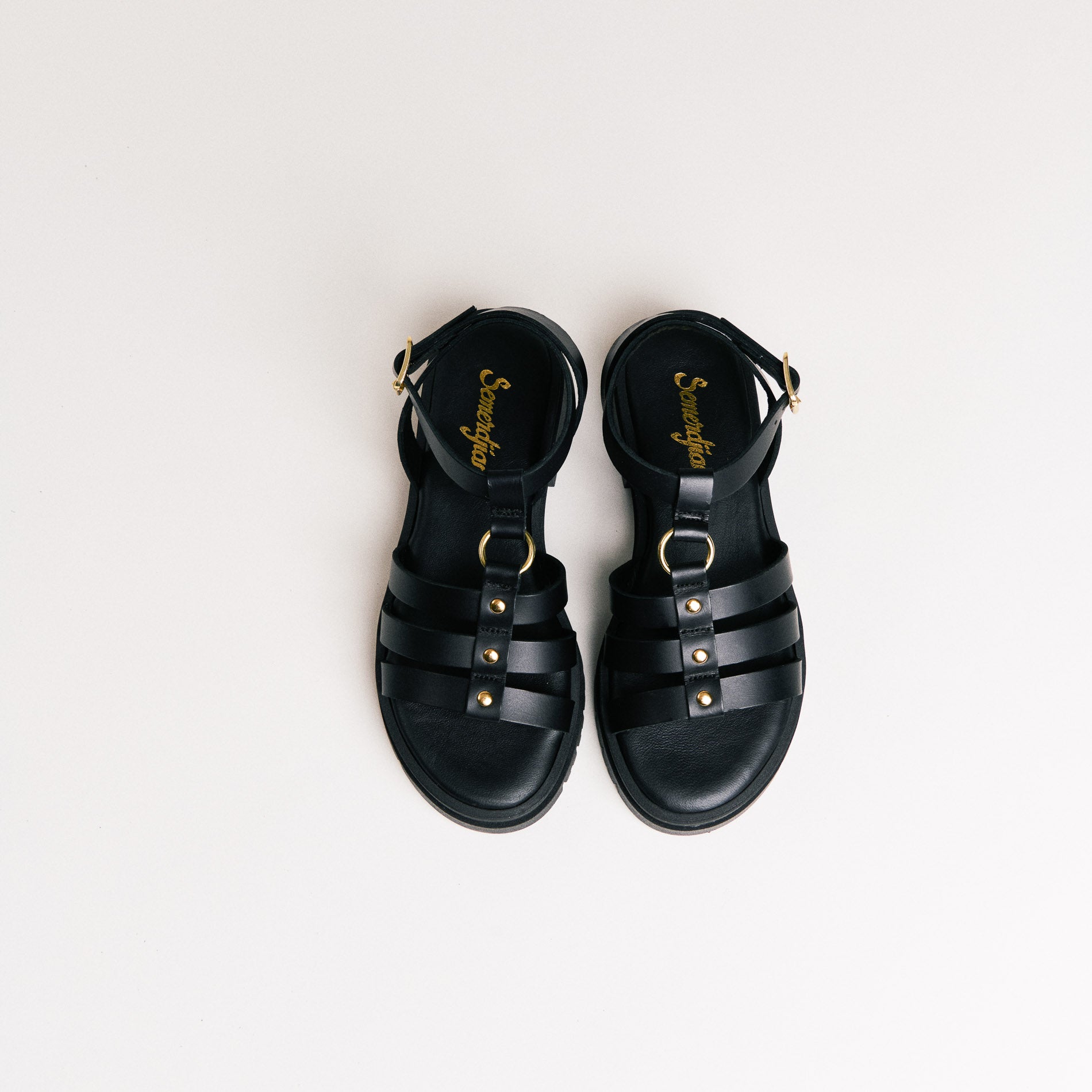 Sandales femme Semerdjian Clara cuir vitello noir made in Europe