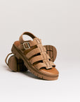 Sandales femme Semerdjian Delia cuir crosta taupe vue latérale