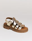 Sandales femme Semerdjian Delia cuir laminato platino made in Europe