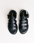 Sandales femme Semerdjian Delia cuir vitello noir artisanal européen