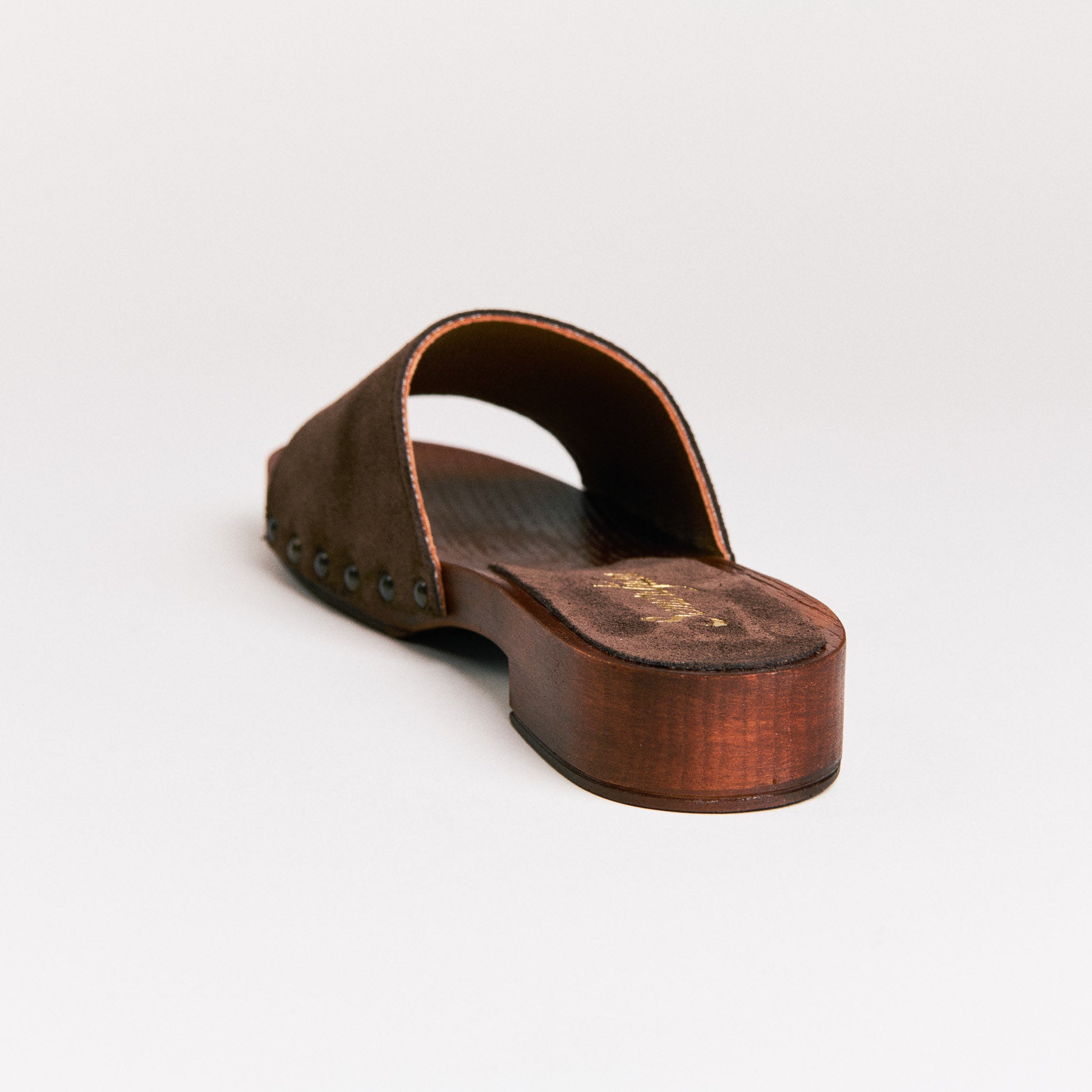 Mules femme Semerdjian Iole cuir crosta tabac vue arrière 
