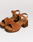 Sandales femme Semerdjian Micol cuir crosta cognac vue dessus